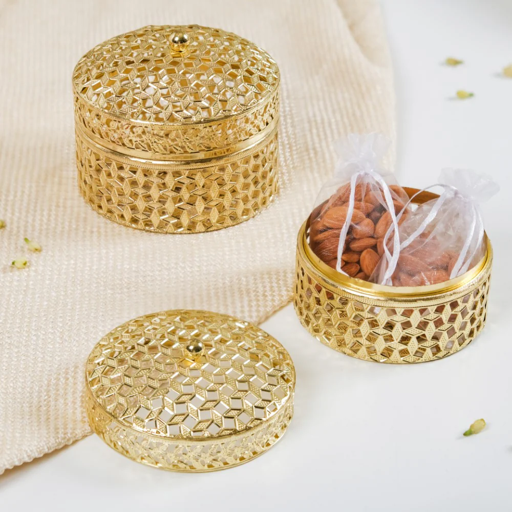 Set Of 2 Ornate Dry Fruit Box Gold - Image 3