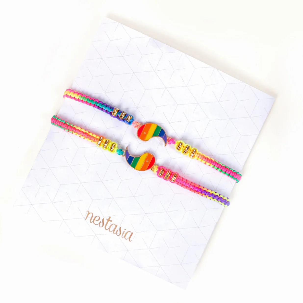 Set Of 2 Rainbow Yin Yang Couple Bracelet - Image 2