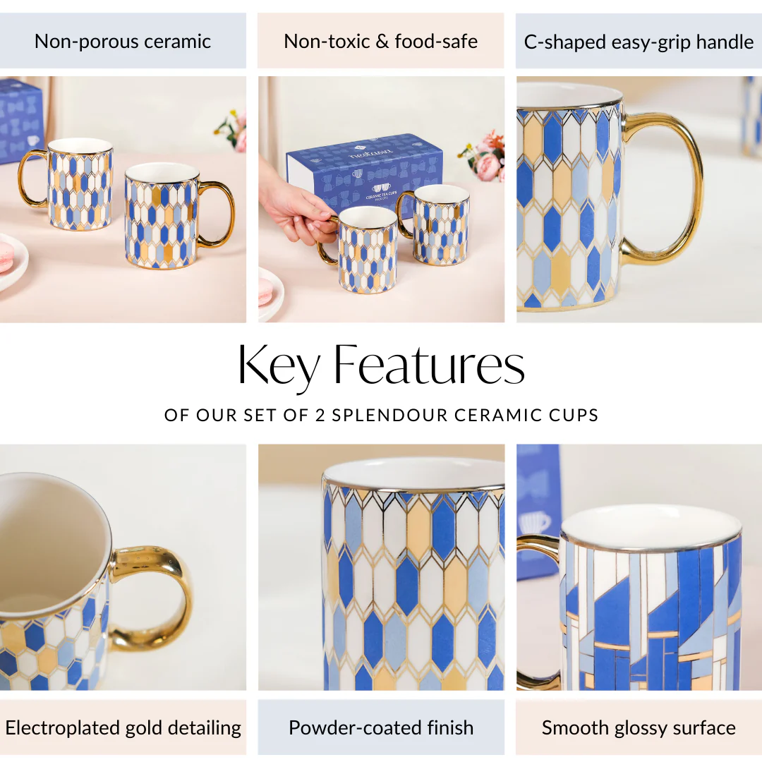 Set Of 2 Splendour Ceramic Mugs With Gift Box 350ml - Image 5