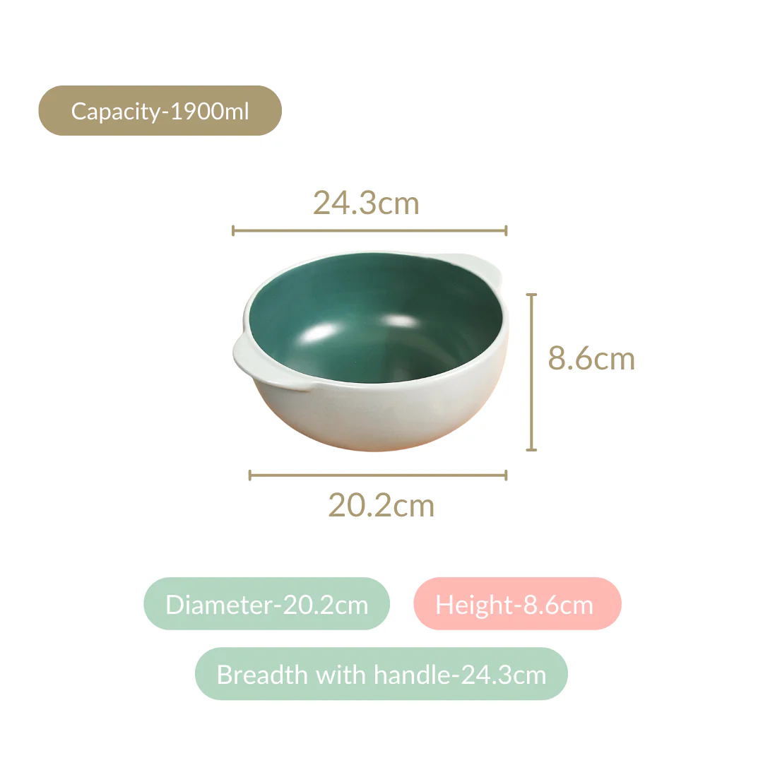 Set Of 2 Zoella Green Serving Bowls With Handles 1900ml - Image 5
