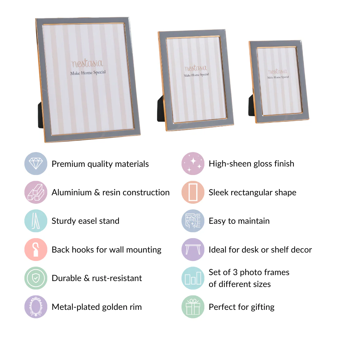 Set Of 3 Desk Photo Frames For Room Decor Grey - Image 5