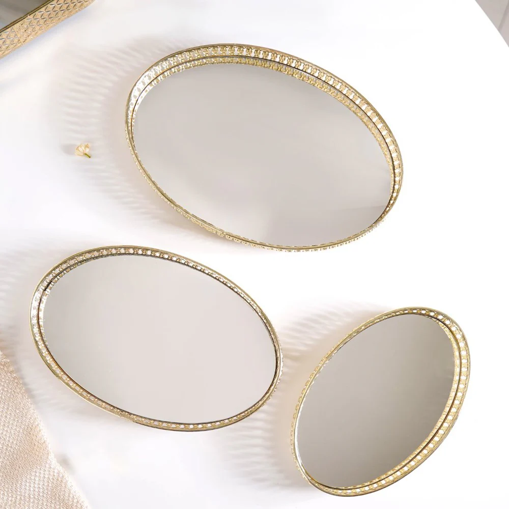 Set Of 3 Oval Metal Tray Gold - Image 10
