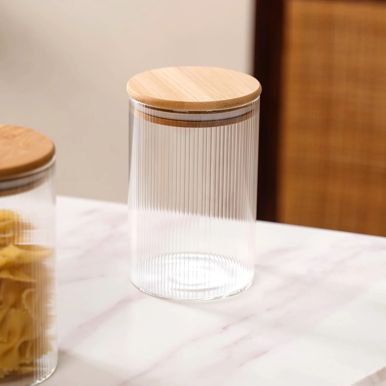 Set Of 4 Airtight Borosilicate Glass Jar With Fluted Design 1100ml - Image 8