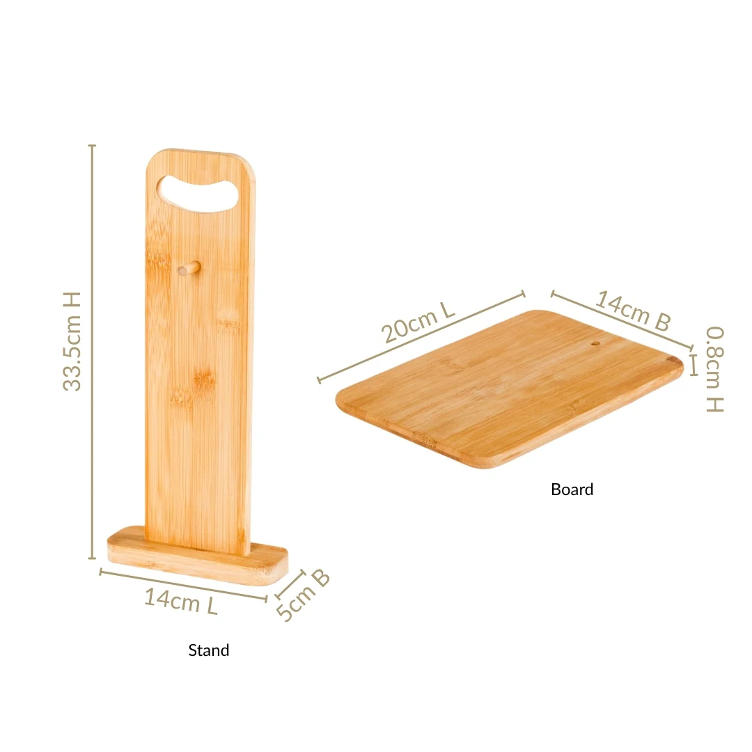 Set Of 4 Bamboo Platters With Stand - Image 4