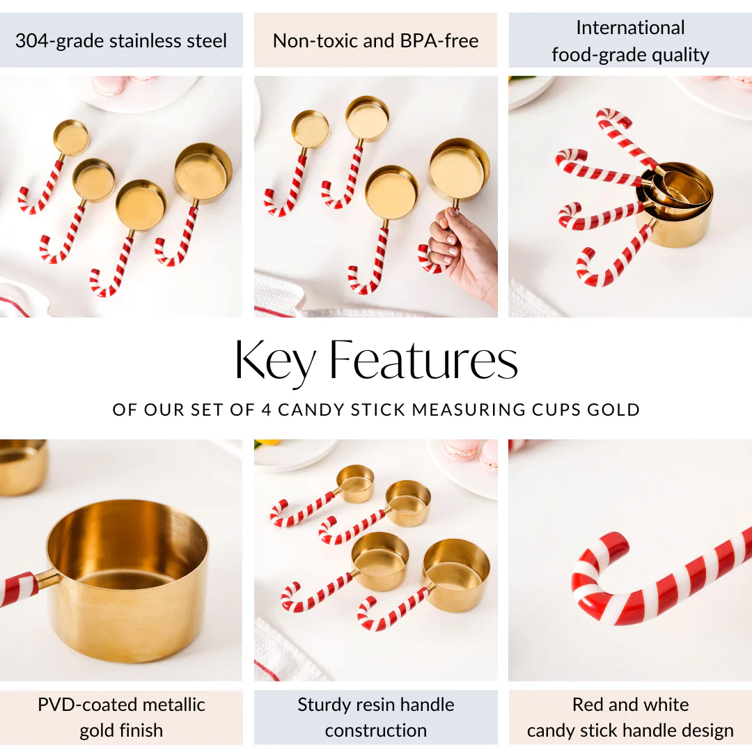 Set Of 4 Candy Stick Measuring Cups Gold - Image 4