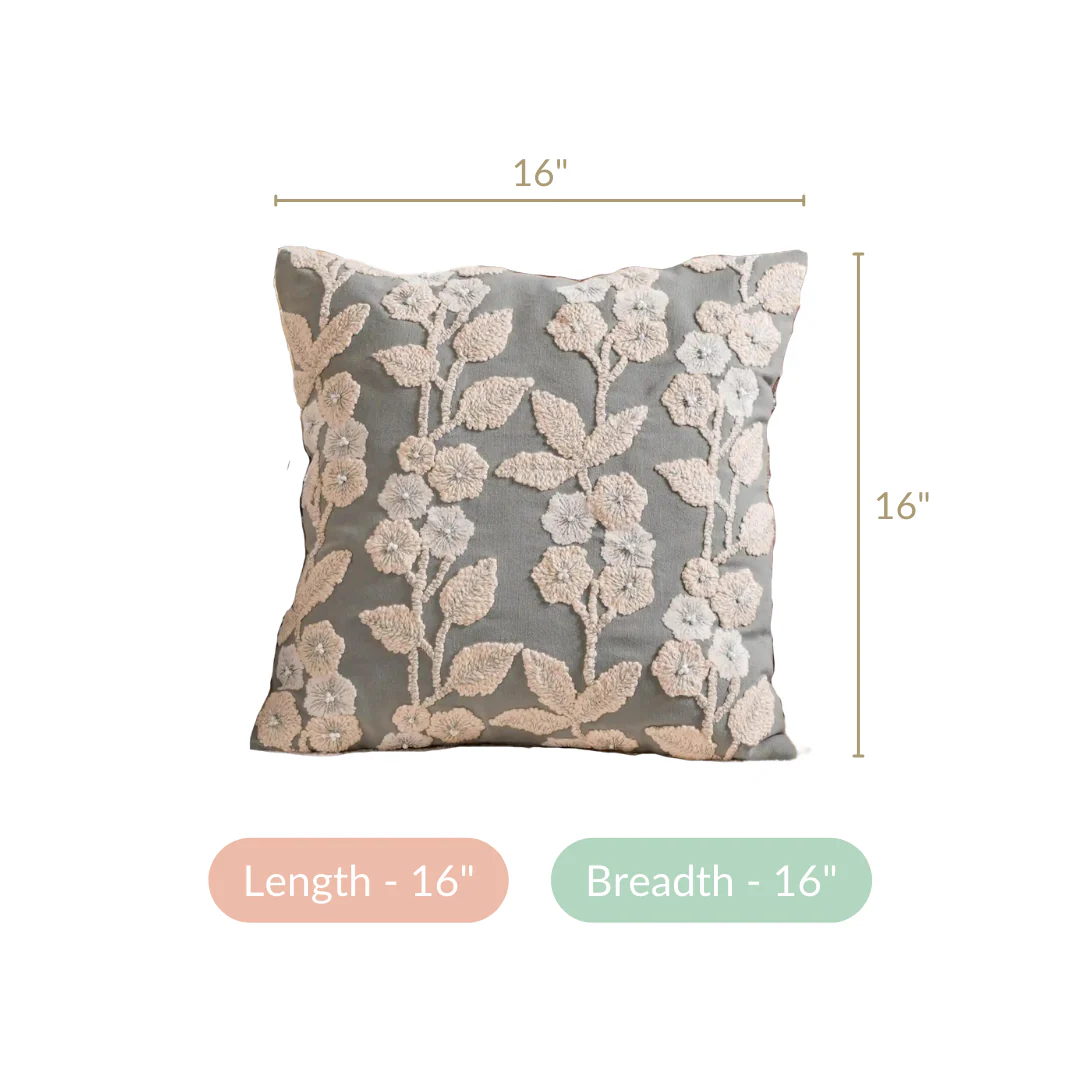 Set Of 4 Colourful Floral Embroidered Cushion Cover 16x16 Inch - Image 8