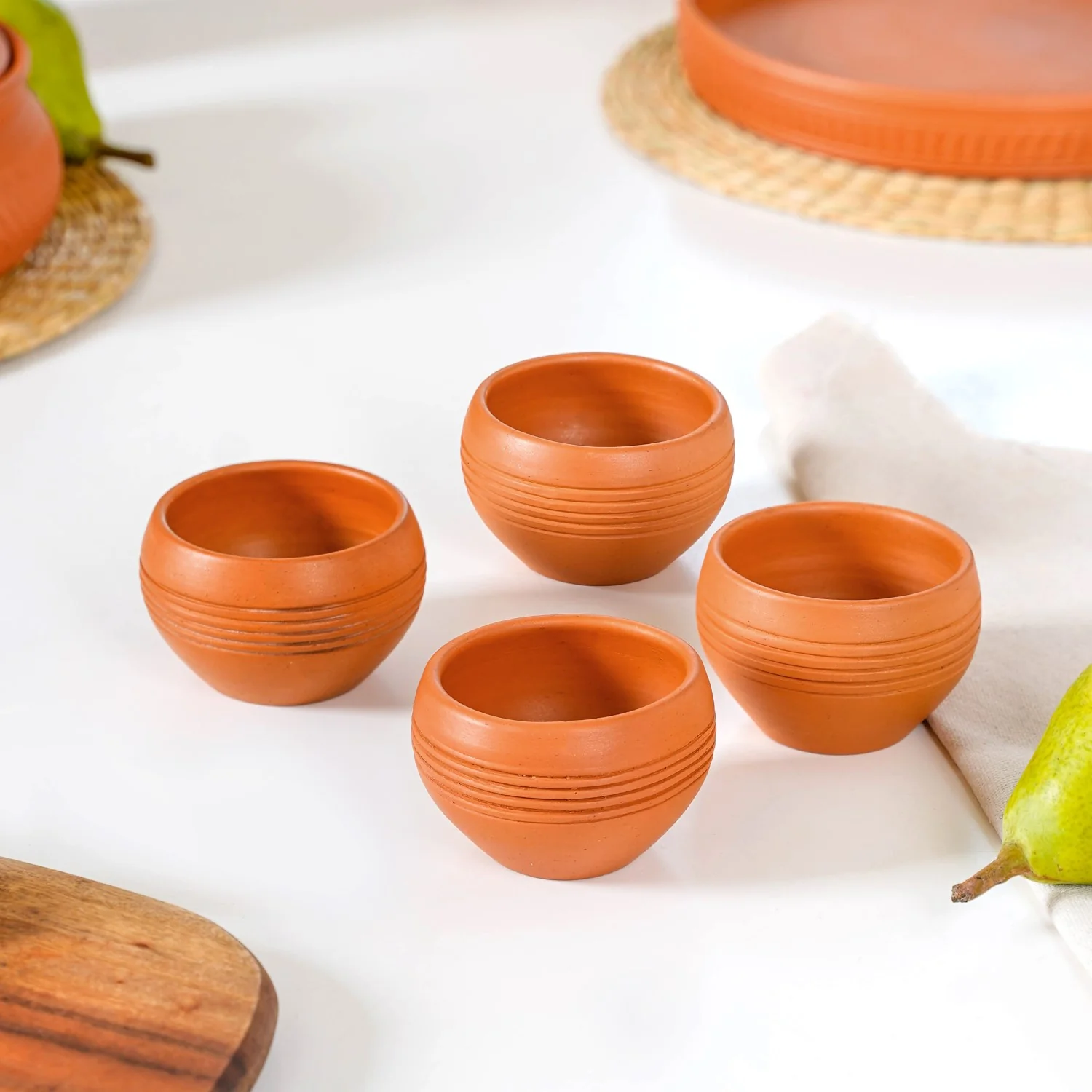 Set Of 4 Earthen Clay Terracotta Small Bowls 150ml - Image 10
