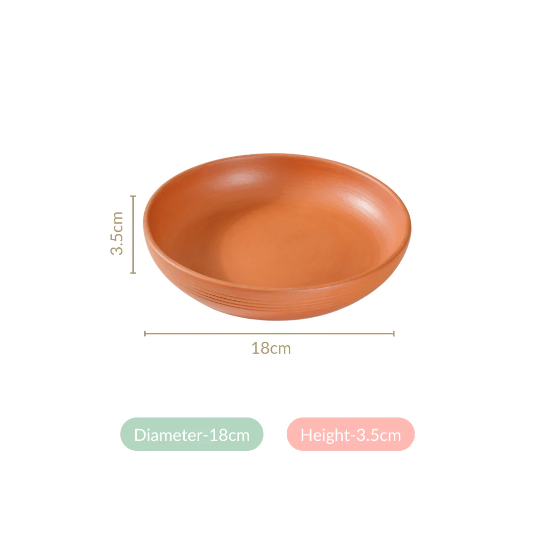 Set Of 4 Earthen Terracotta Snack Plates 7 Inch - Image 4