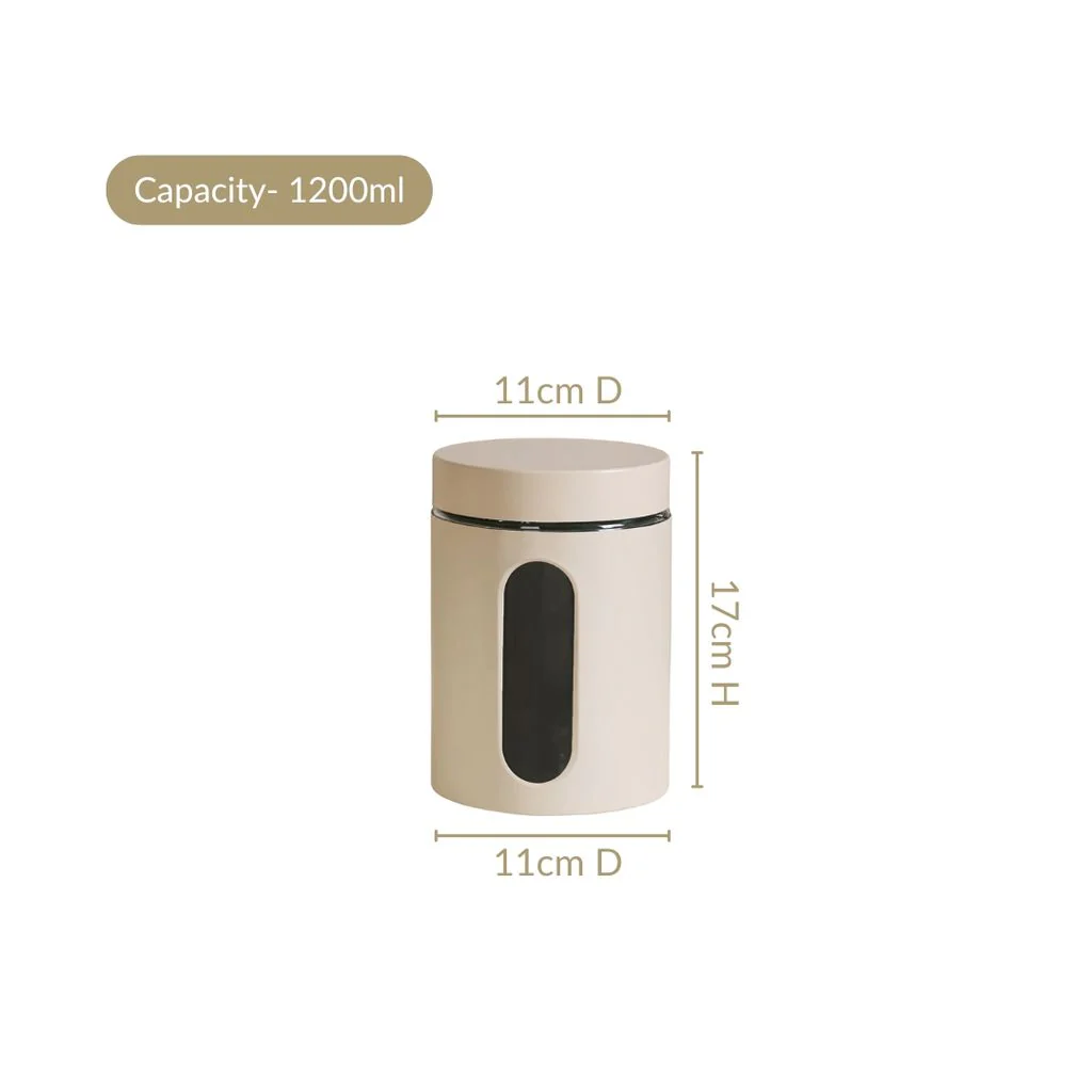 Set Of 4 Glass Storage Canister With Viewing Window 1200ml - Image 3
