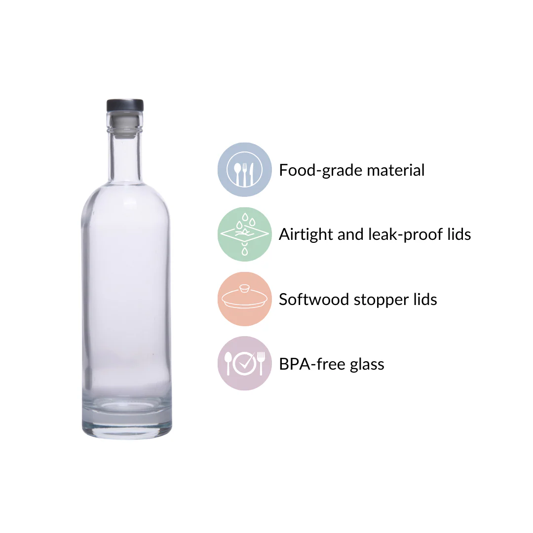 Set Of 4 Glass Water Bottle With Stopper 500ml - Image 6