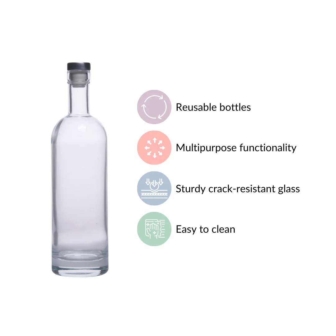 Set Of 4 Glass Water Bottle With Stopper 500ml - Image 7