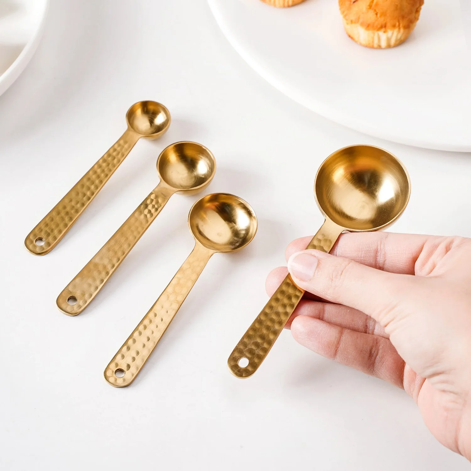 Set Of 4 Gold Measuring Spoons - Image 3