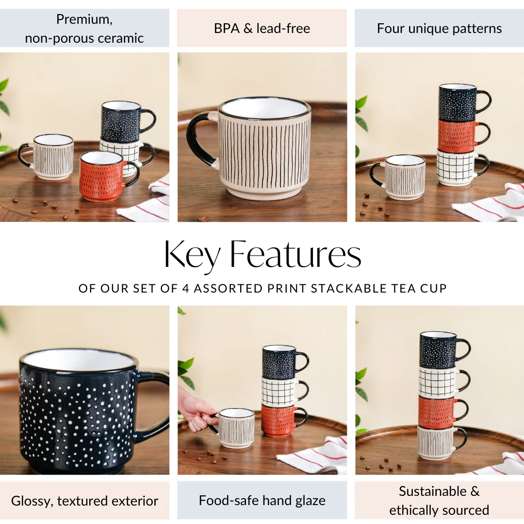 Set Of 4 Sienna Stackable Tea Cup 275ml - Image 5