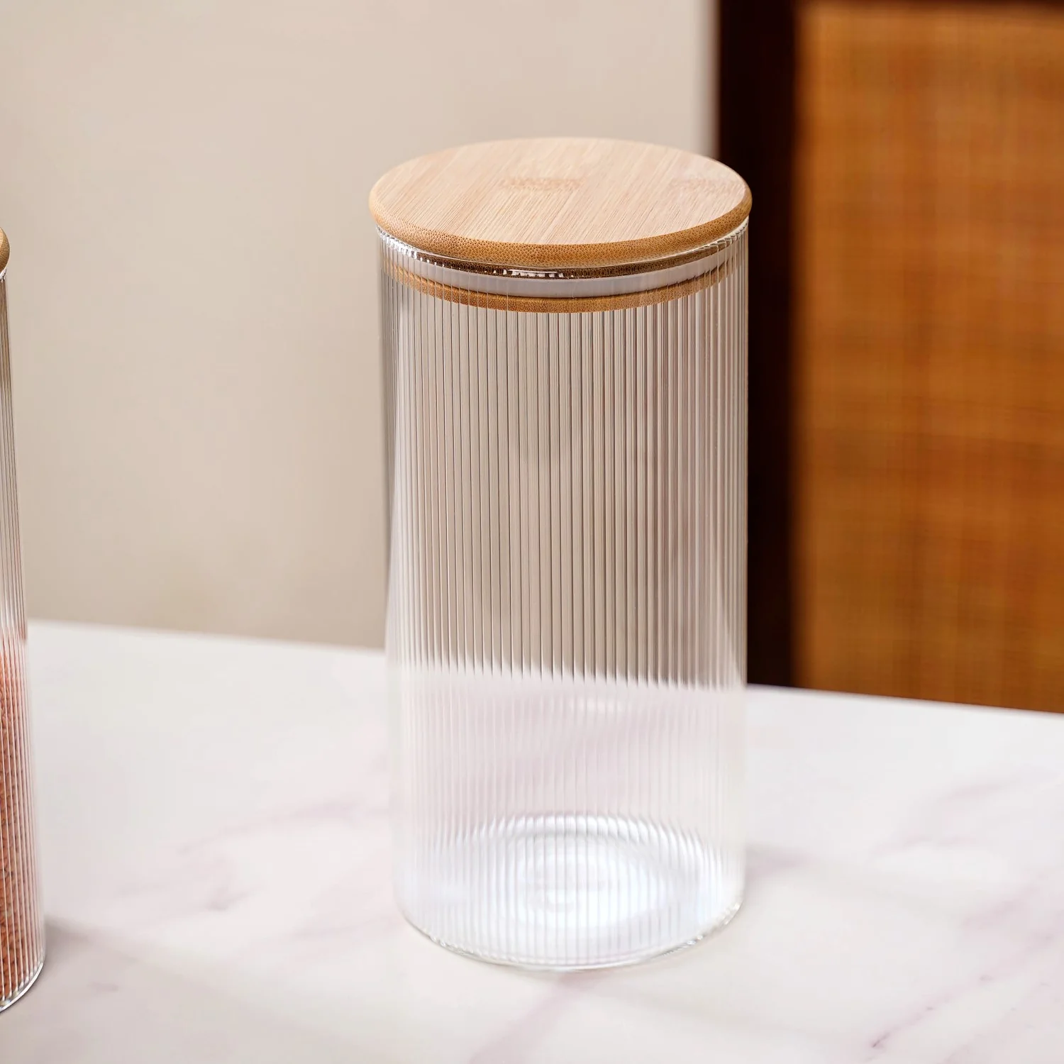 Set Of 4 Tall Fluted Borosilicate Airtight Glass Jar 1500ml - Image 8