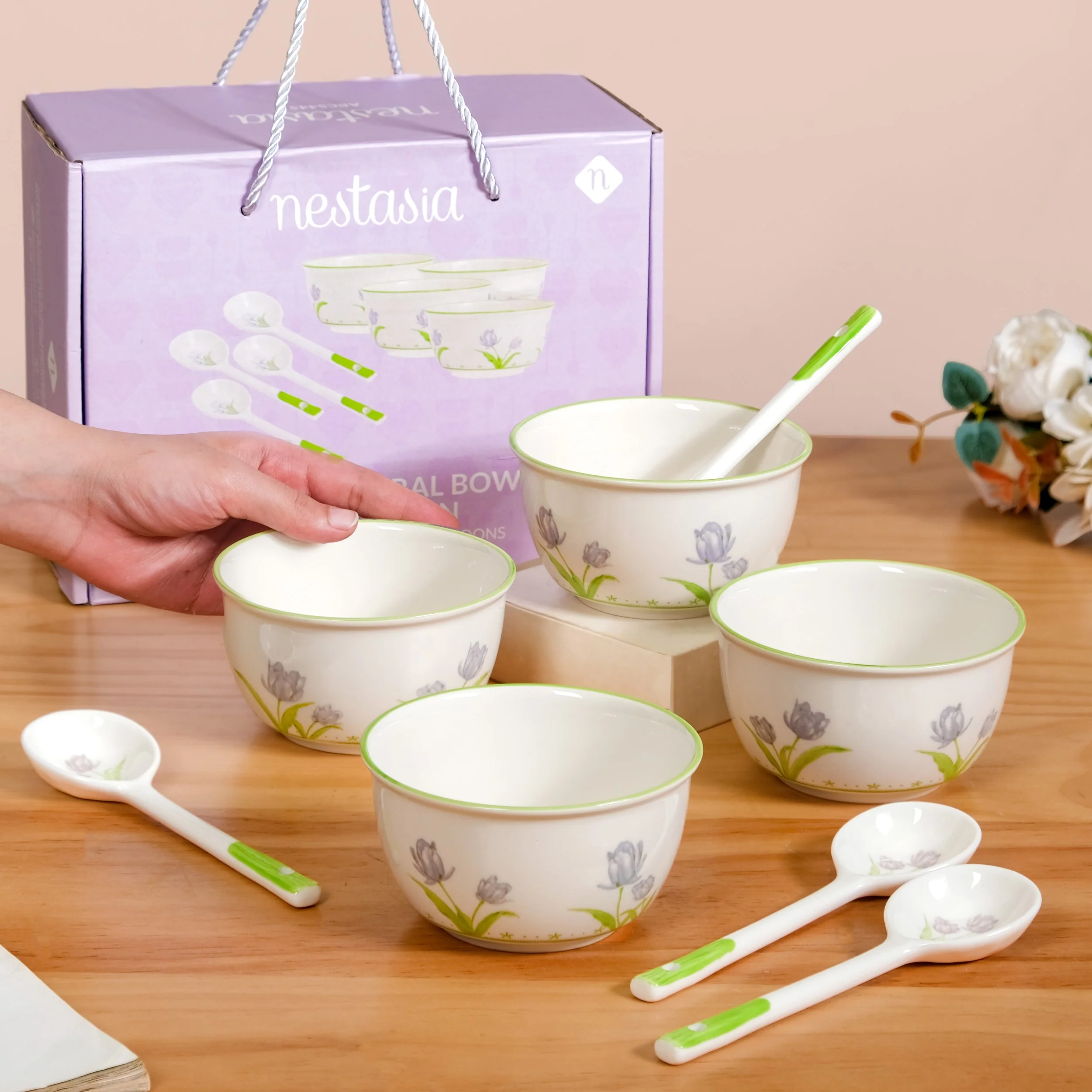 Set Of 4 Tuscany Soup Bowls With Spoons 400ml - Image 2