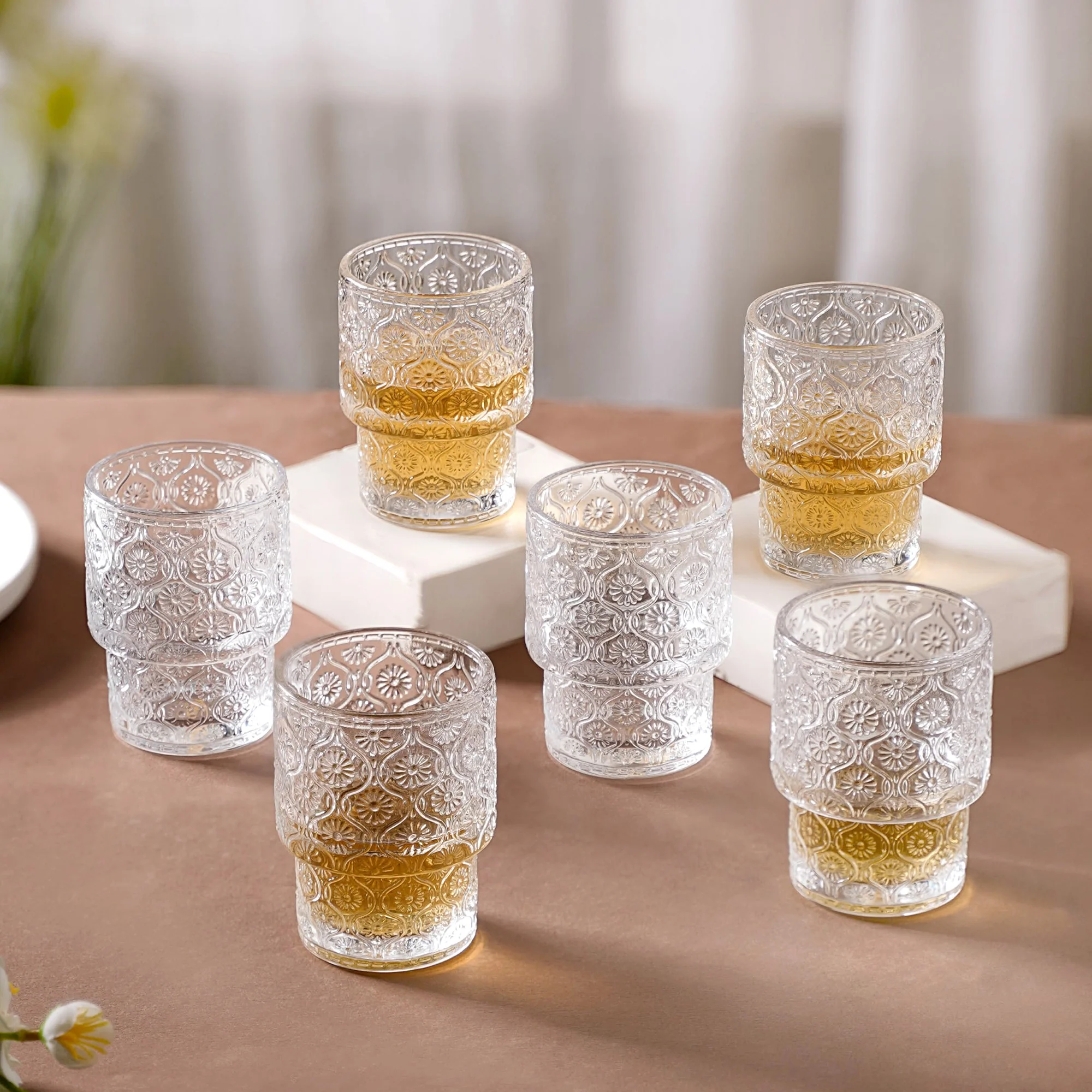 Set of 6 Floral Drinking Glass Tumblers - Image 12