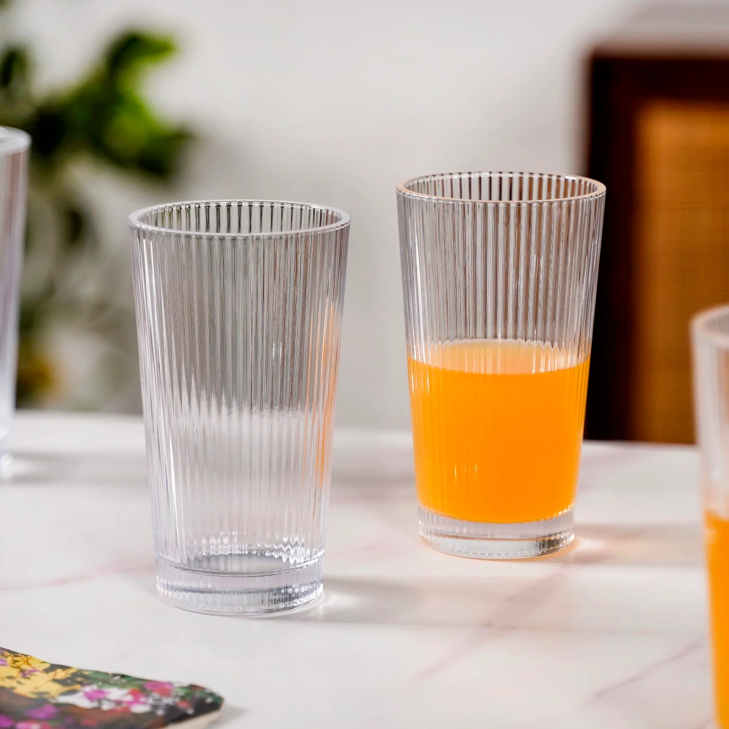 Set Of 6 Fluted Tall Glass Tumbler 300ml - Image 4