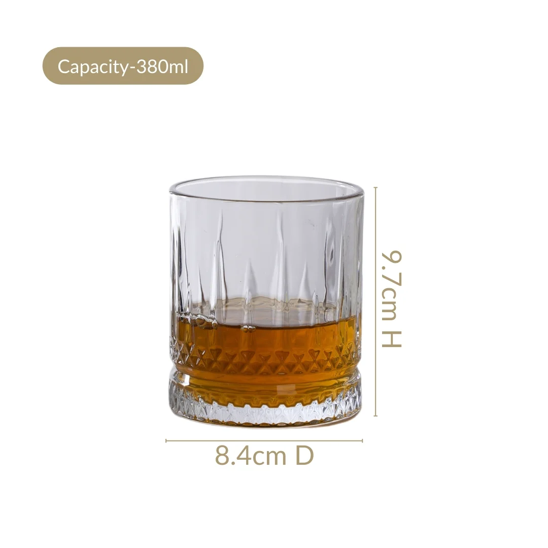Set Of 6 Luxora Engraved Whiskey Glasses 380ml - Image 4