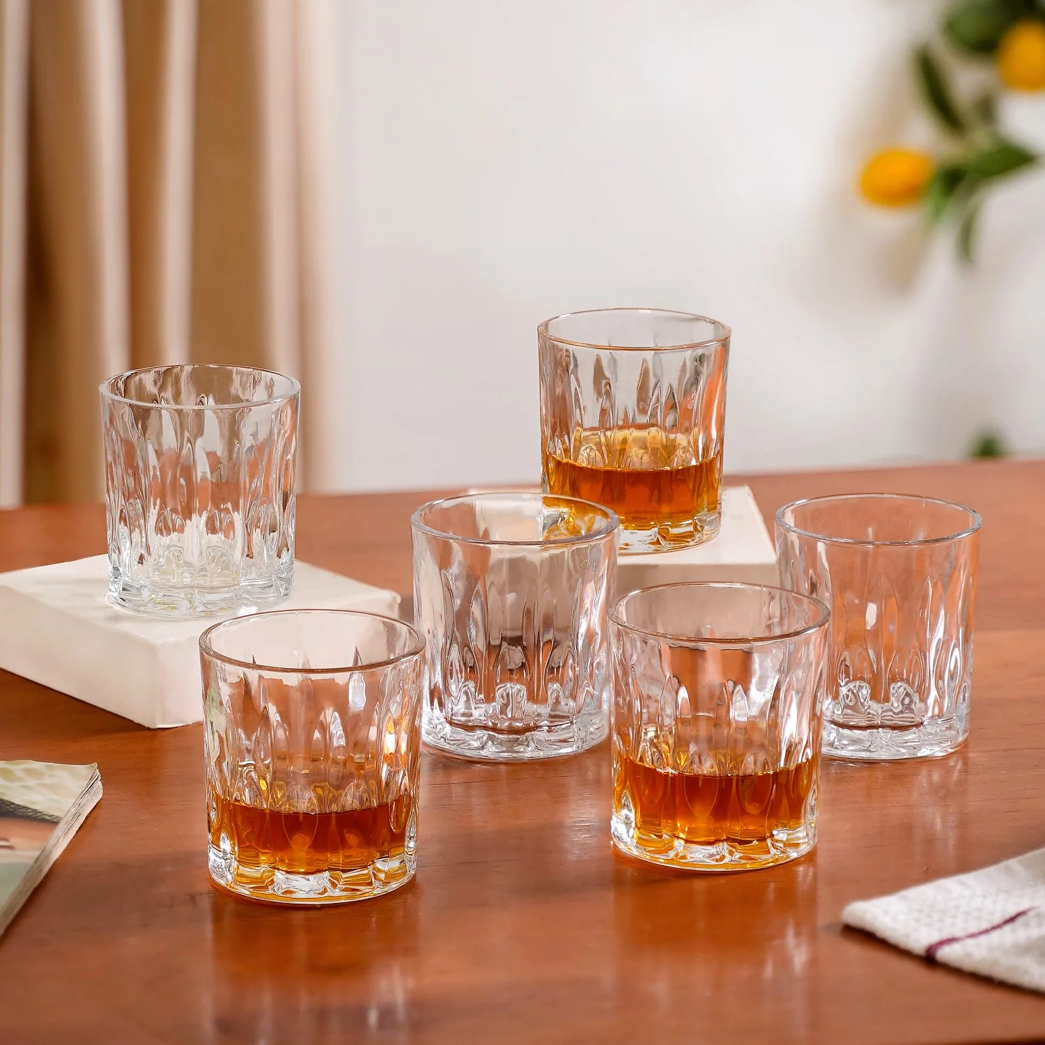 Set Of 6 Luxury Engraved Whiskey Scotch Glass 230ml - Image 3