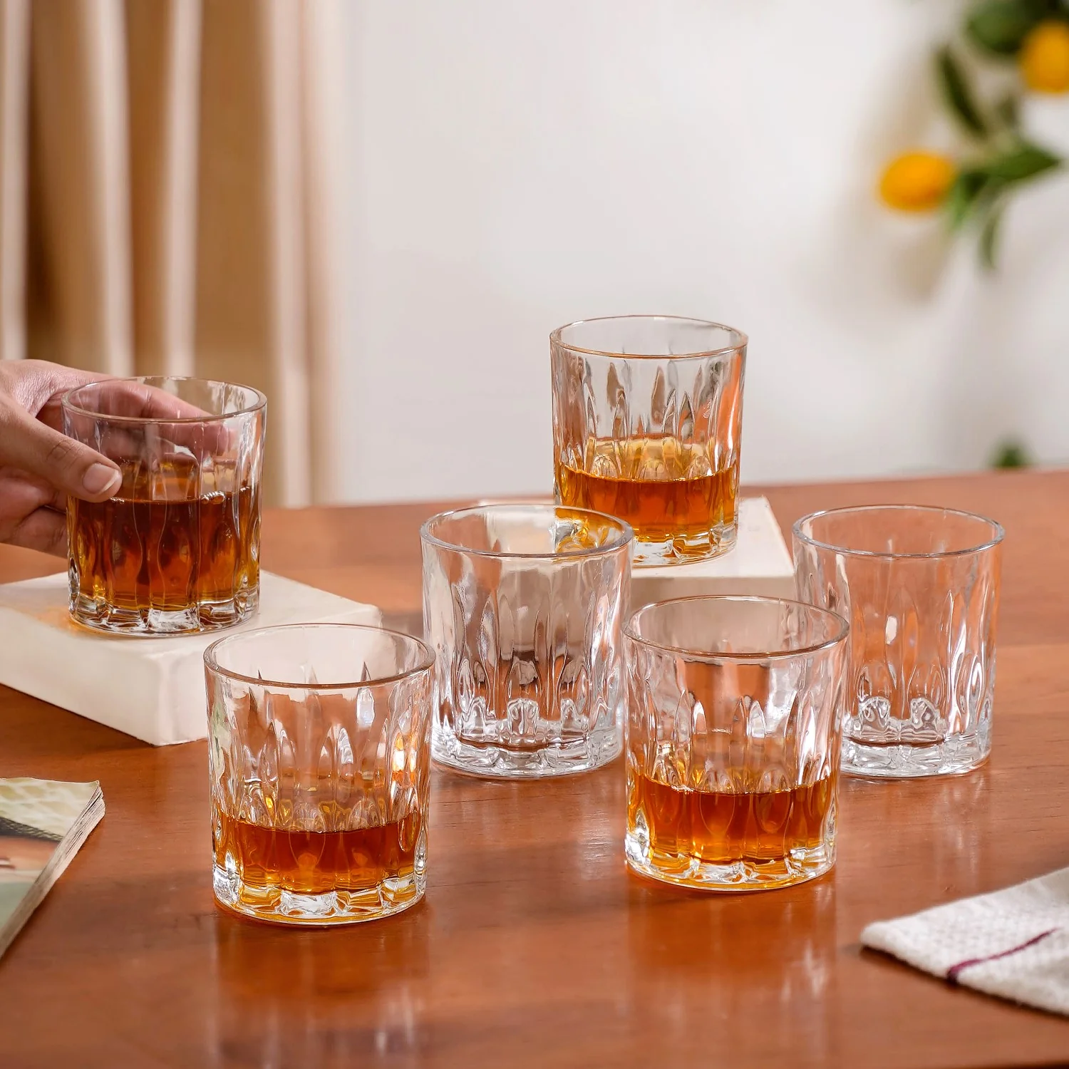 Set Of 6 Luxury Engraved Whiskey Scotch Glass 230ml - Image 4