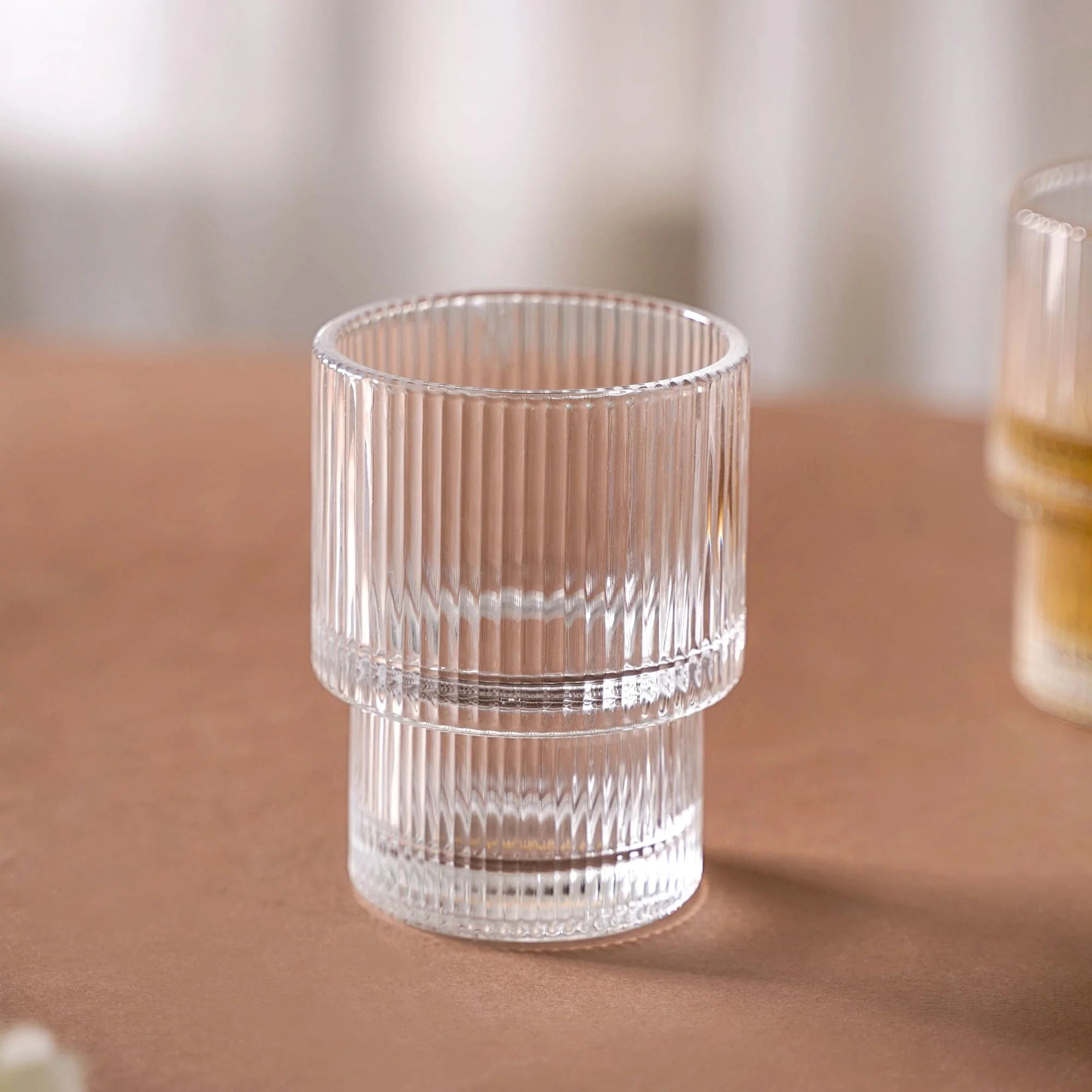 Set Of 6 Stackable Drinking Glasses Ribbed - Image 13