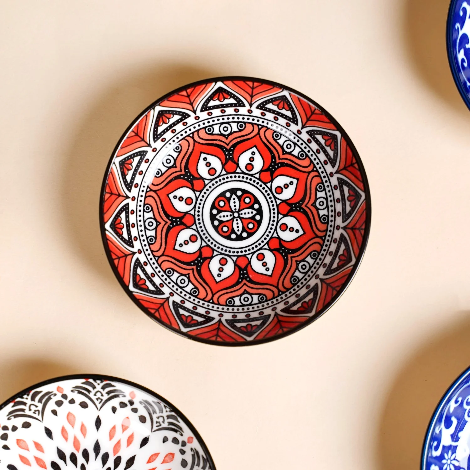 Set Of 8 Floral Mandala Small Ceramic Bowls 70ml - Image 6