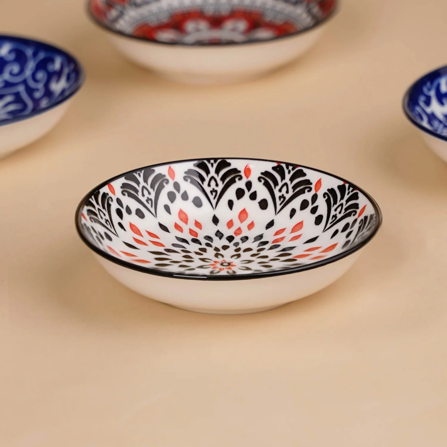 Set Of 8 Floral Mandala Small Ceramic Bowls 70ml - Image 9