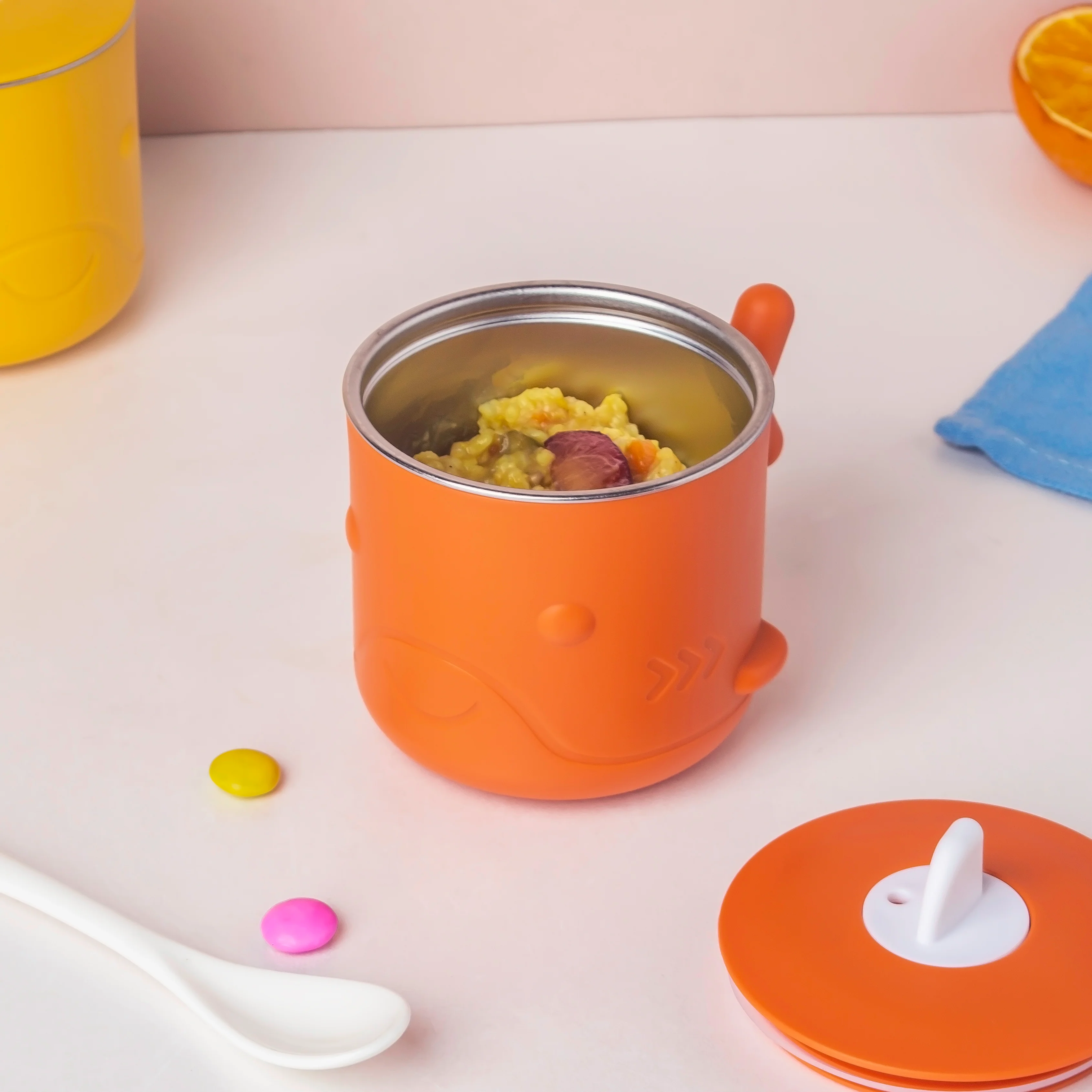 Keep Warm Stainless Steel Feeding Cup Orange 200 ml - Image 5