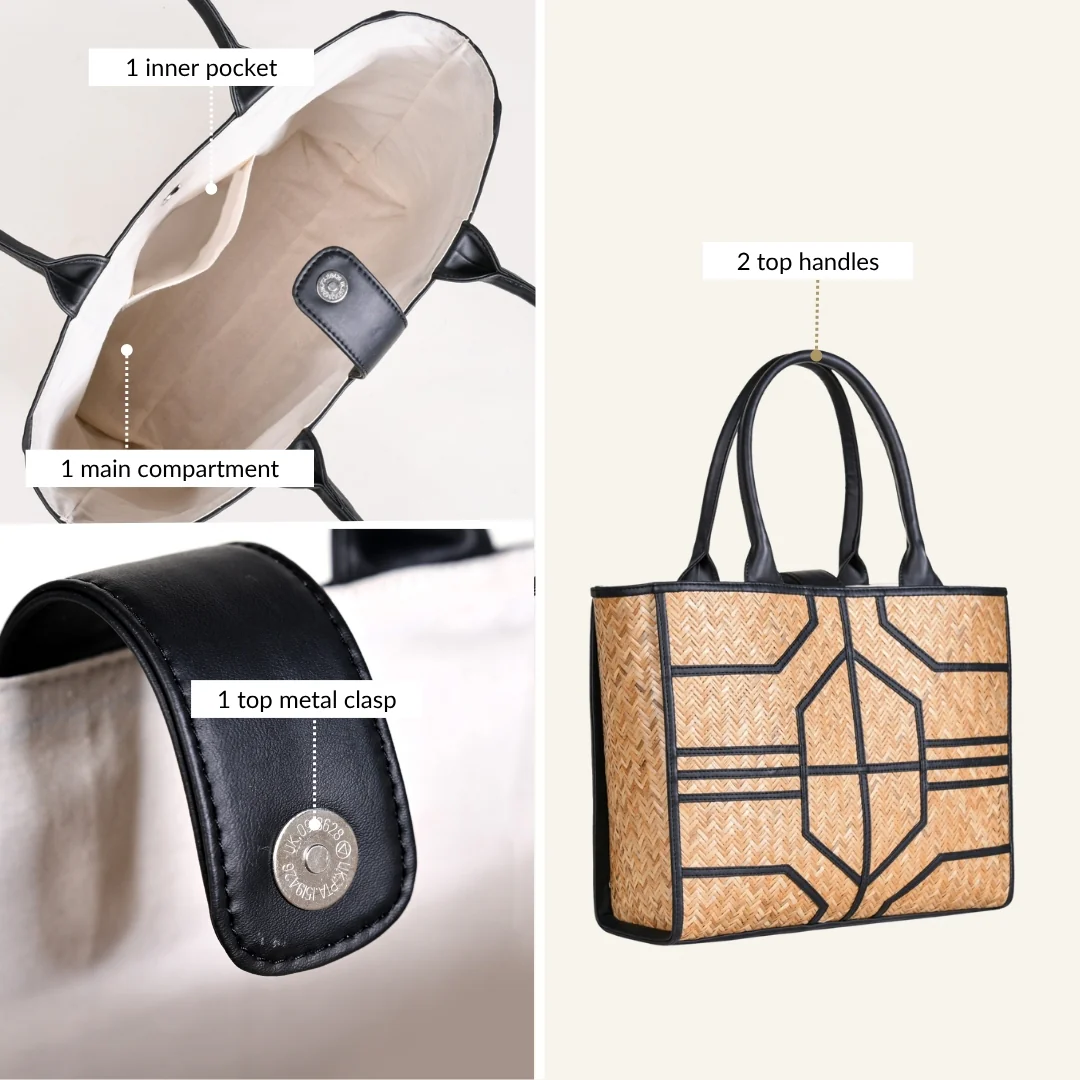 BreezeBag Handwoven Carryall Tote Black - Image 5