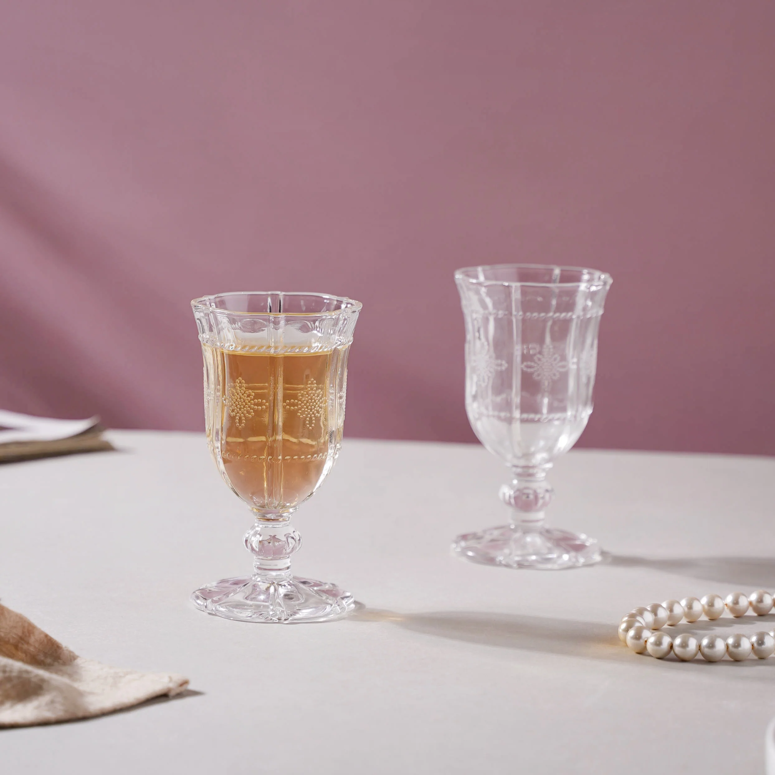 Dainty Stemmed Dessert Wine Glass Set of 2