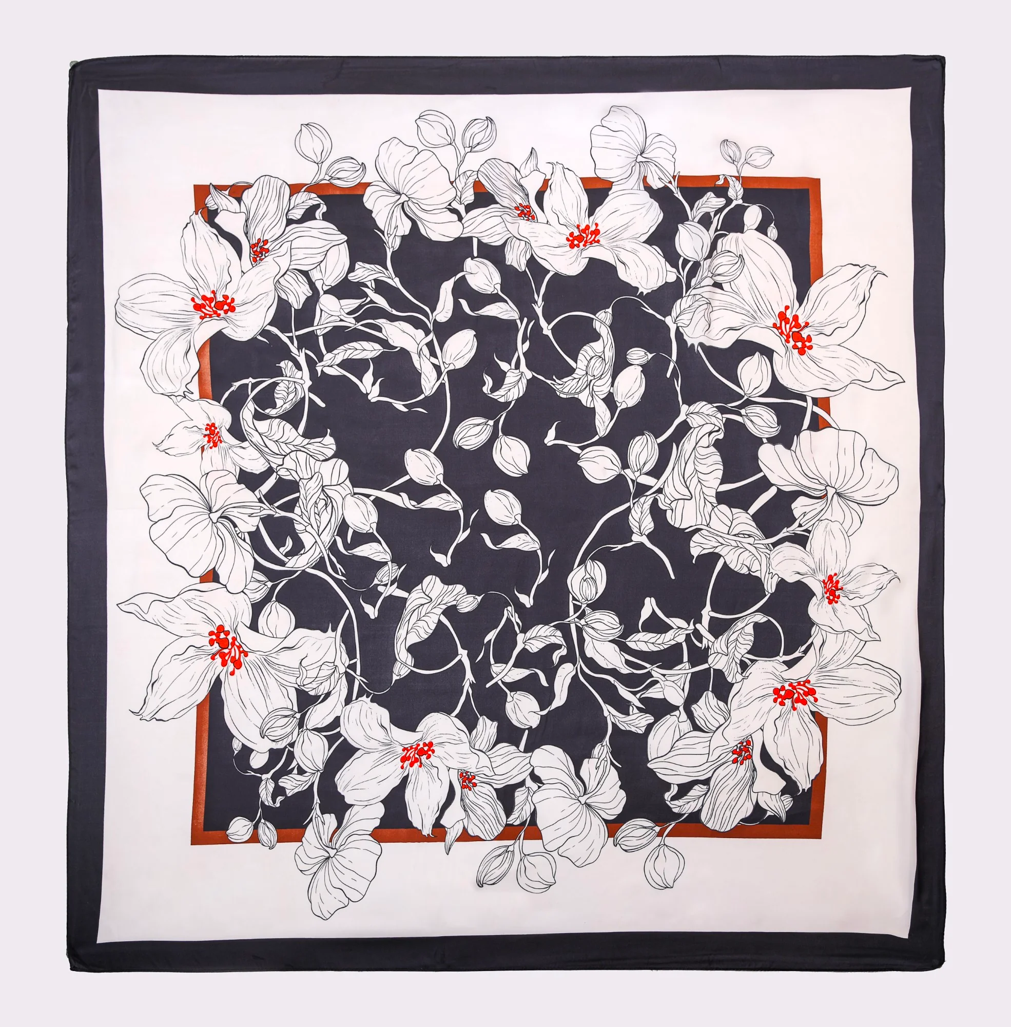 Silk Floral Motif Scarf For Women - Image 4