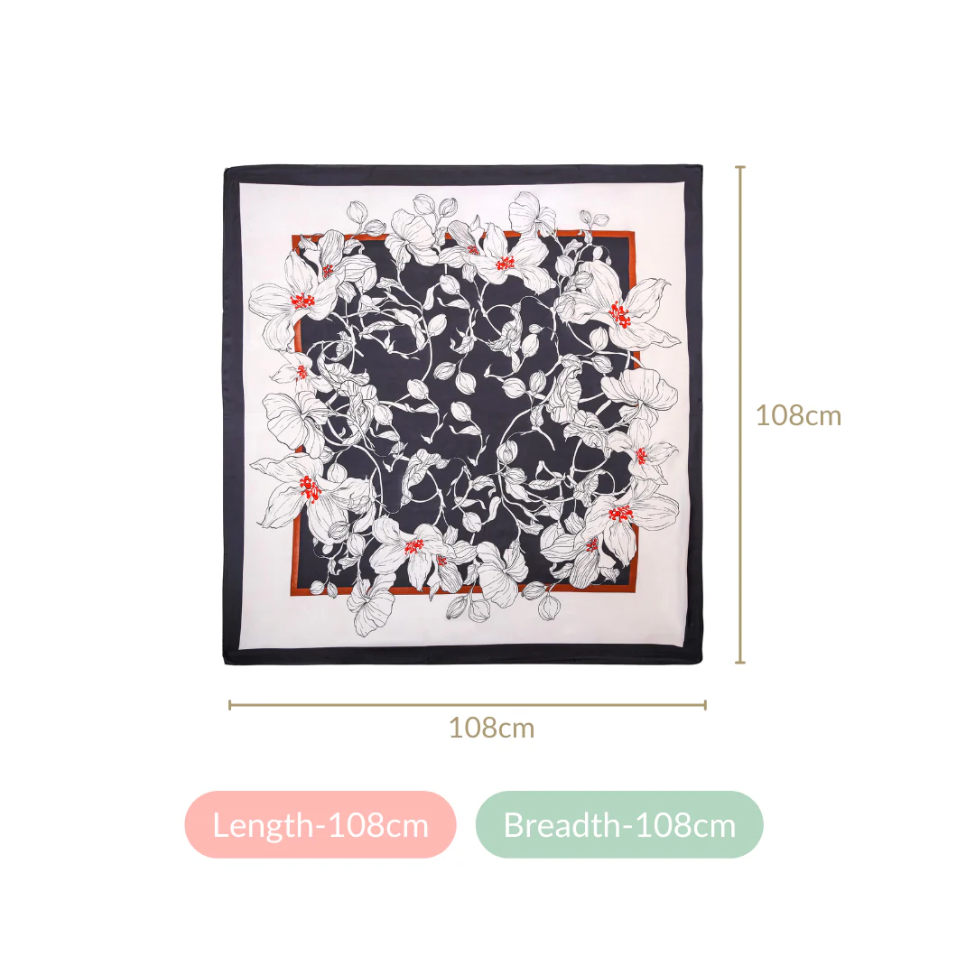 Silk Floral Motif Scarf For Women - Image 6