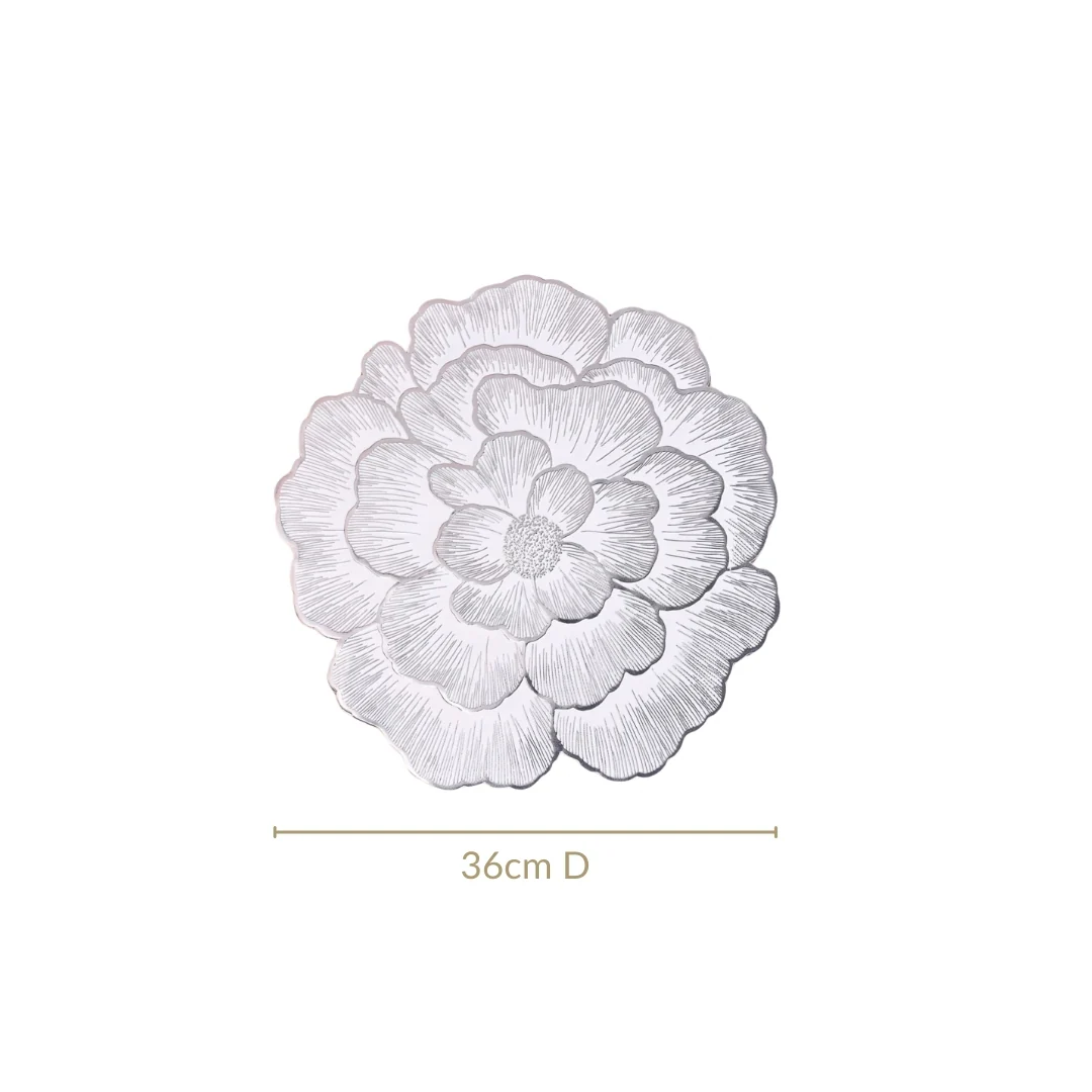 Silver And White Blooming Base Placemats Set Of 6 - Image 4