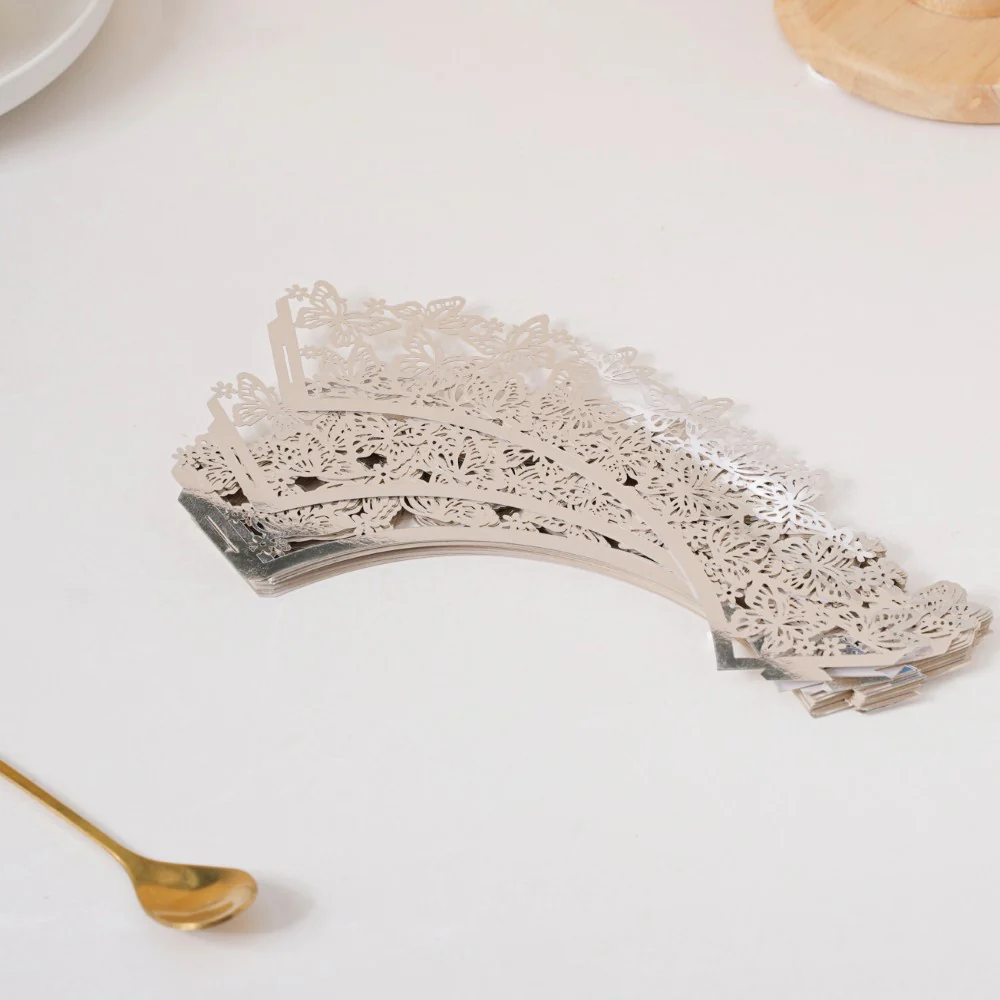 Silver Butterfly Lace Cupcake Wrapper Set of 20 - Image 3