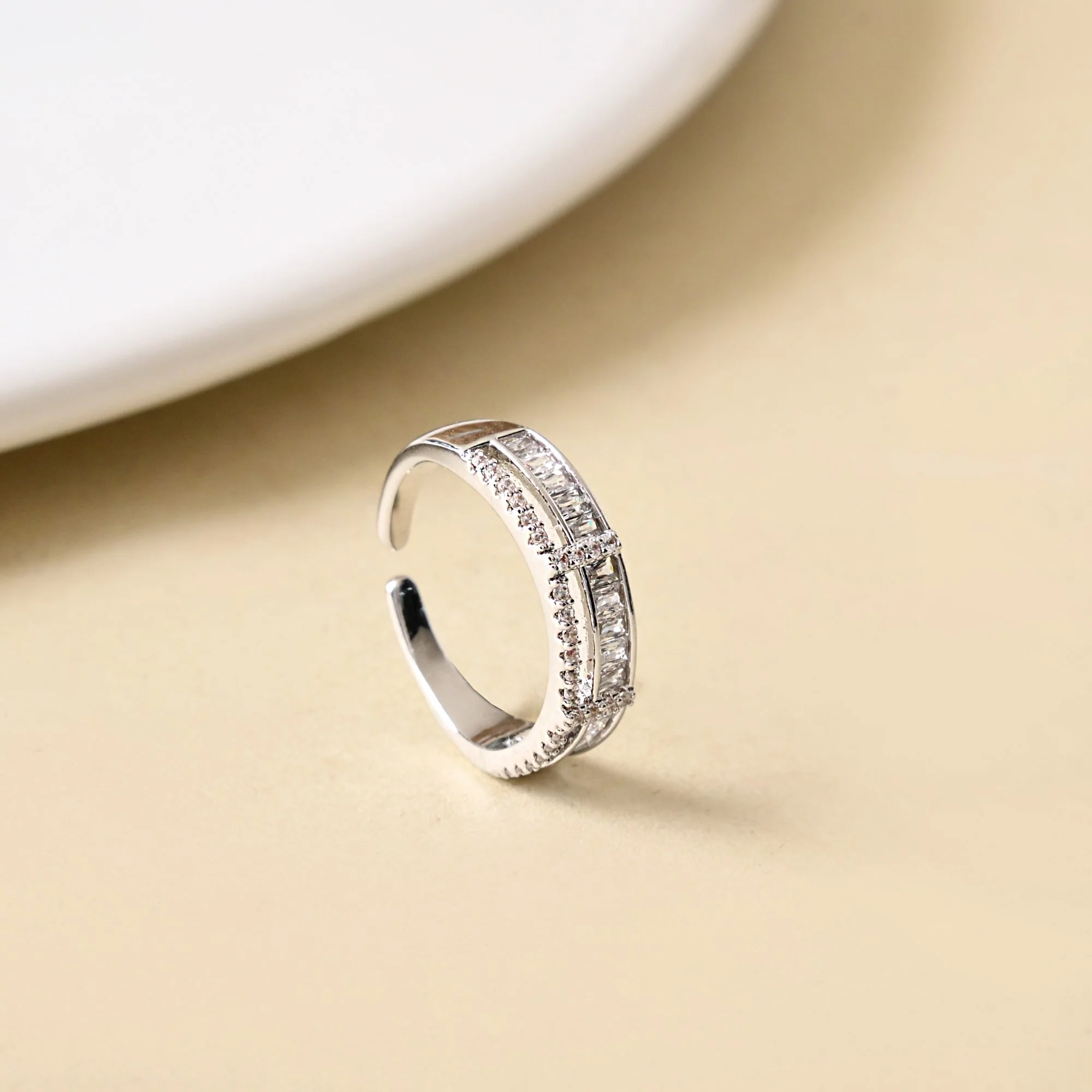Silver Dual-Strand Stone Ring - Image 5