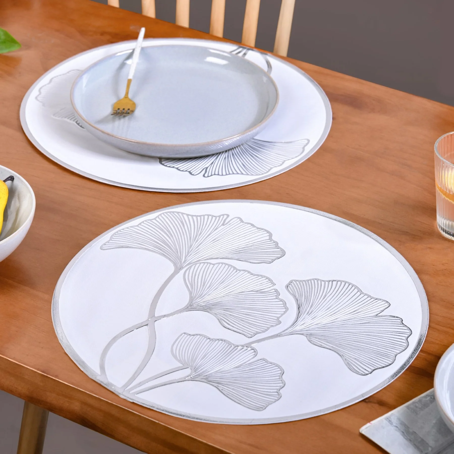 Silver Ginkgo Dining Table Mat Set Of 6 - Image 3
