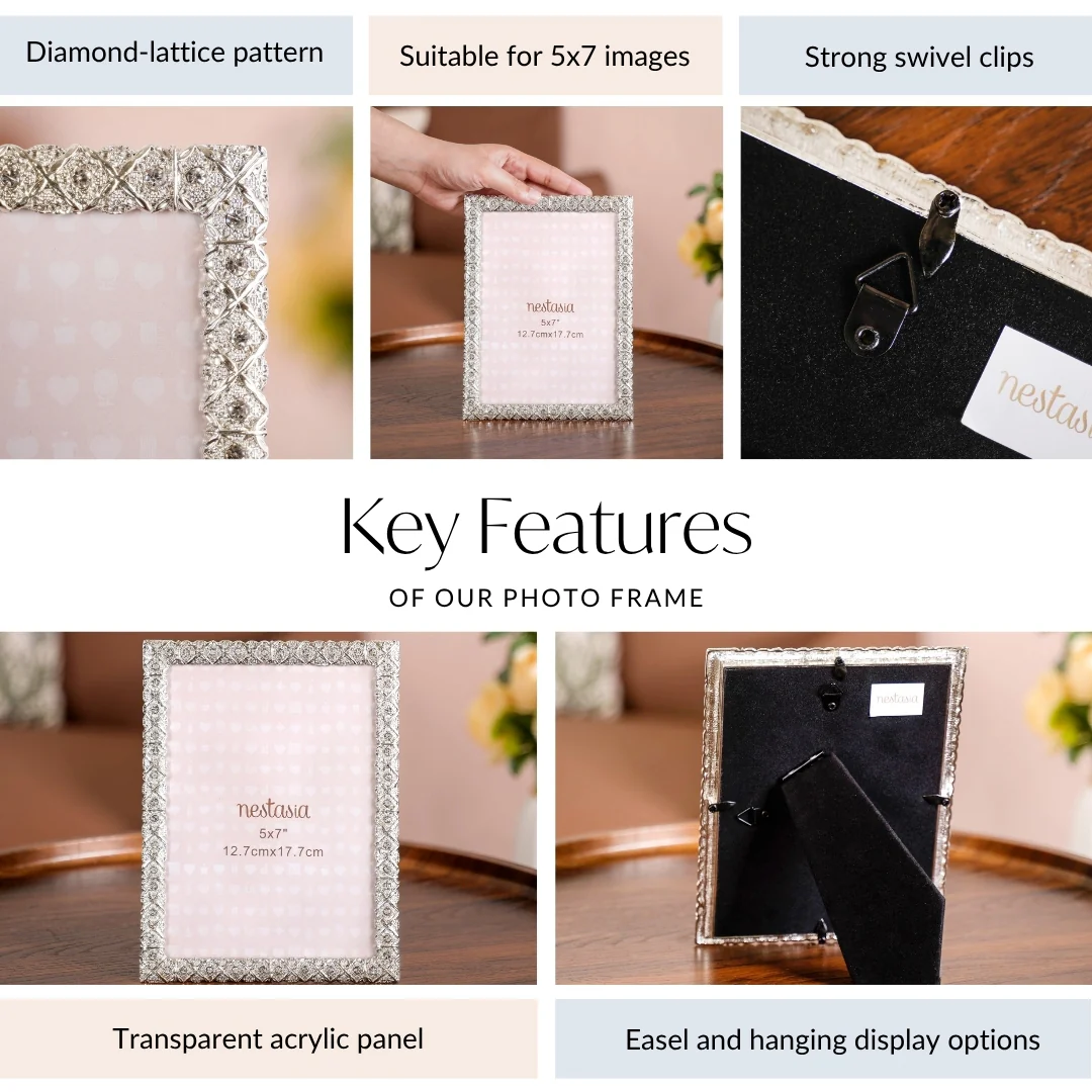 Silver Large Regal Rhinestone Picture Frame 13x18cm - Image 5
