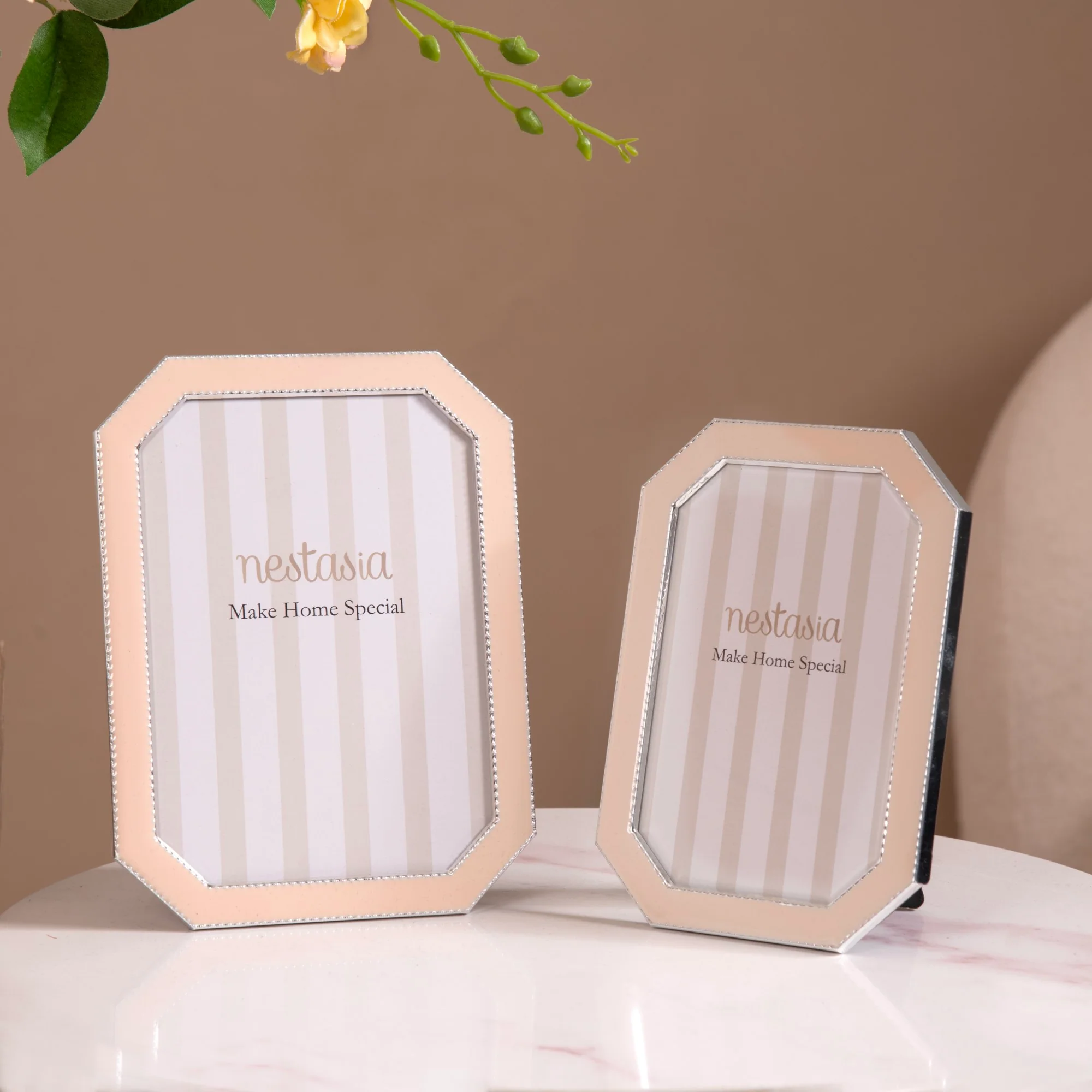 Silver Rim Photo Holder Frame Pink Set Of 2 - Image 3