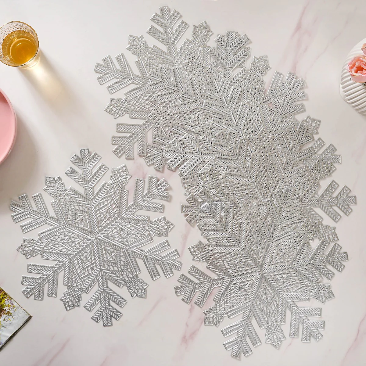 Silver Snowflake Tablemat Set Of 6 - Image 3