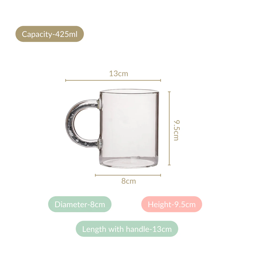 Silver Sparkle Glass Coffee Cup Set Of 2 425ml - Image 4
