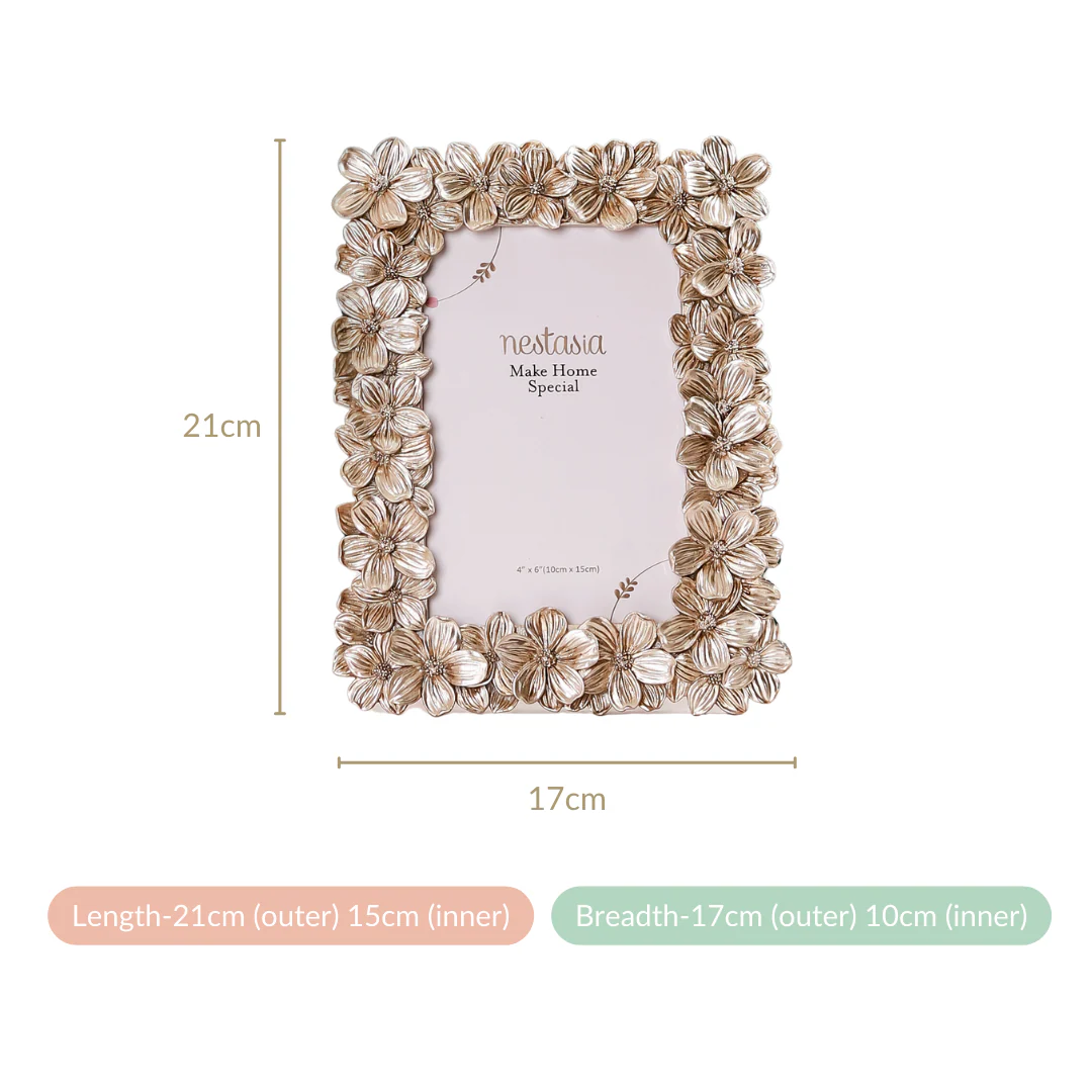 Silver Table Photo Frame With Flowers 8"x6.5" - Image 6
