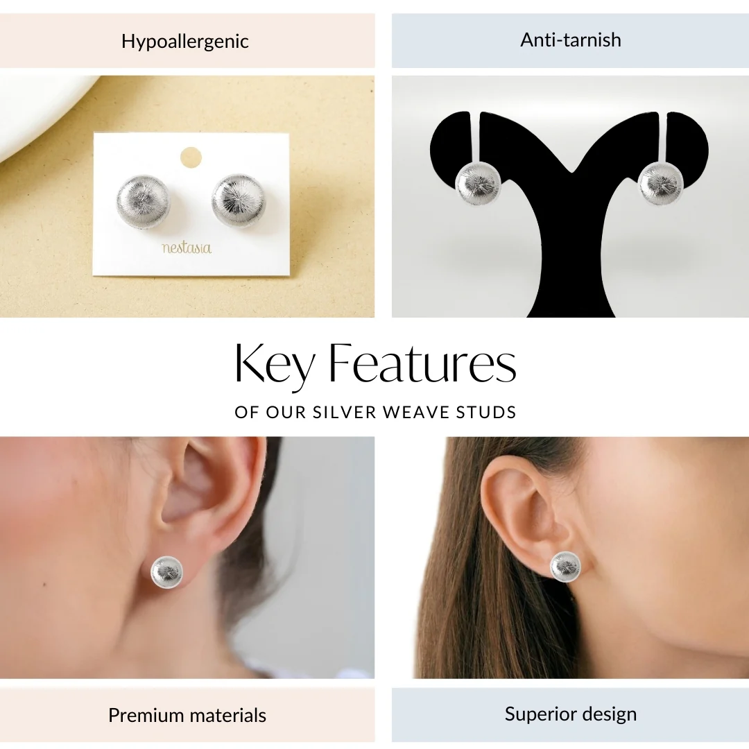Silver Weave Studs - Image 4