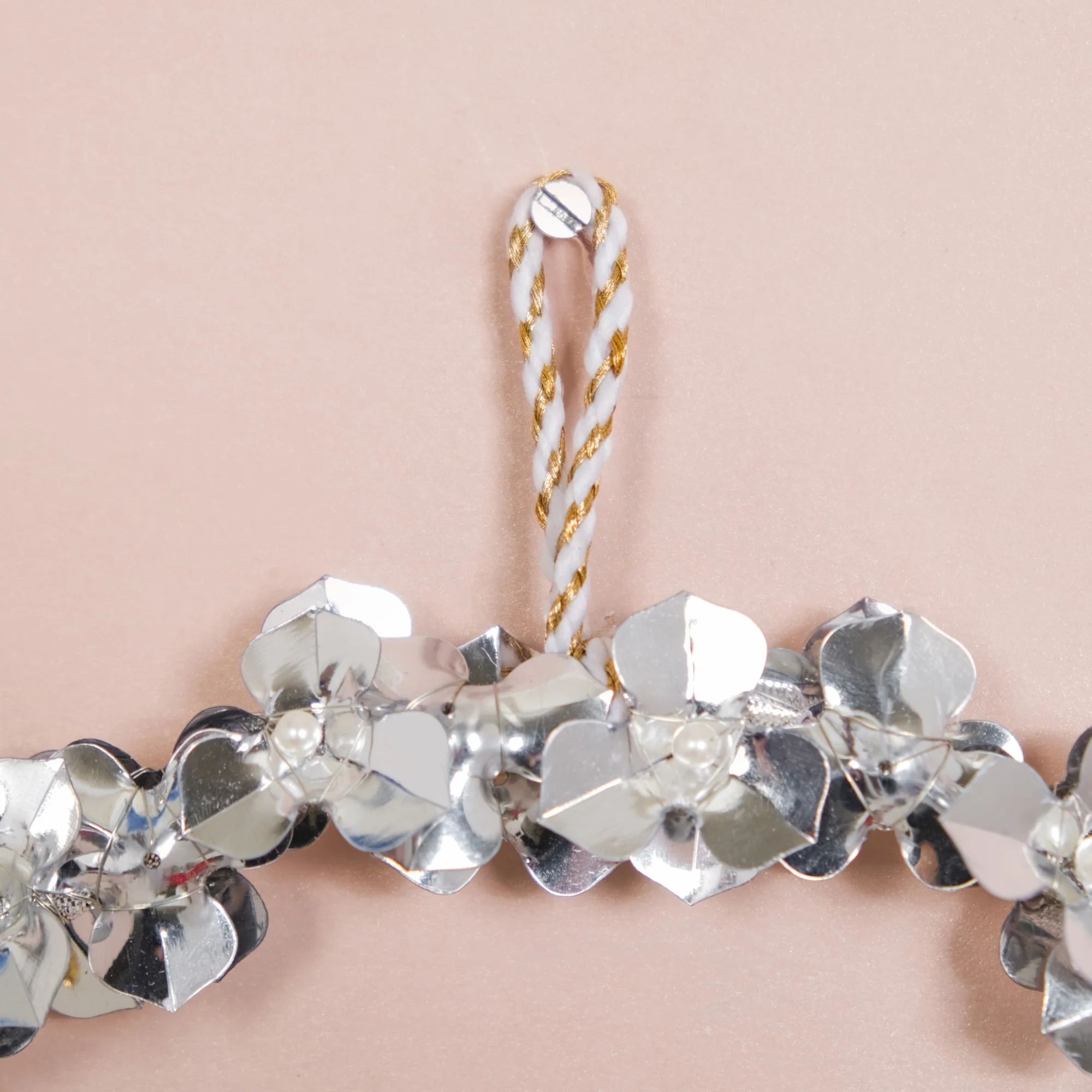 Silver Wreath Wall Decor With Pearls Set Of 2 8 Inch - Image 9