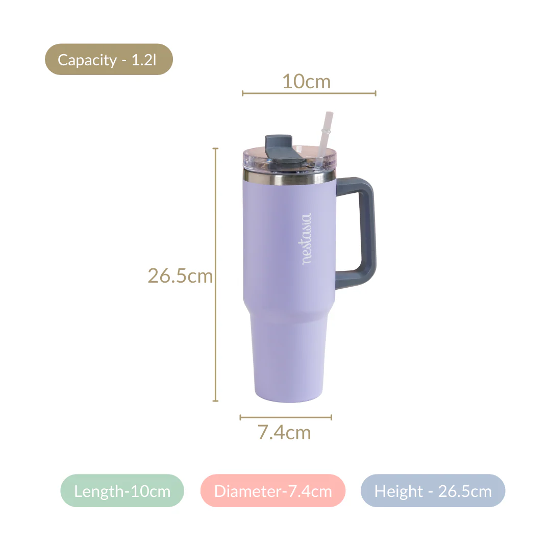 Sipper Bottle With Handle Insulated Leakproof Lilac 1200ml - Image 7