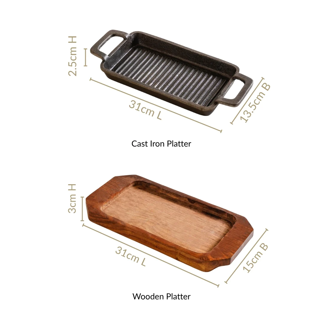 Sizzler Hotplate Grill With Wooden Tray - Image 4