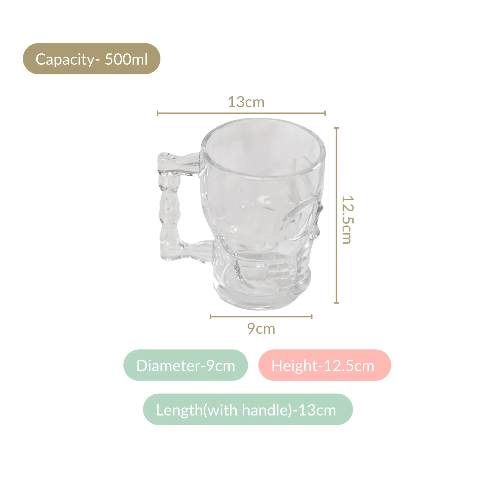 Skull Beer Mugs Set of 4 500ml - Image 4