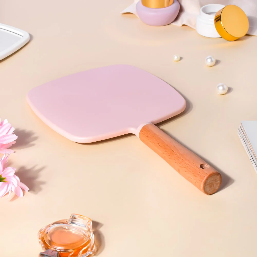 Sleek Square Handheld Mirror Pink - Image 4