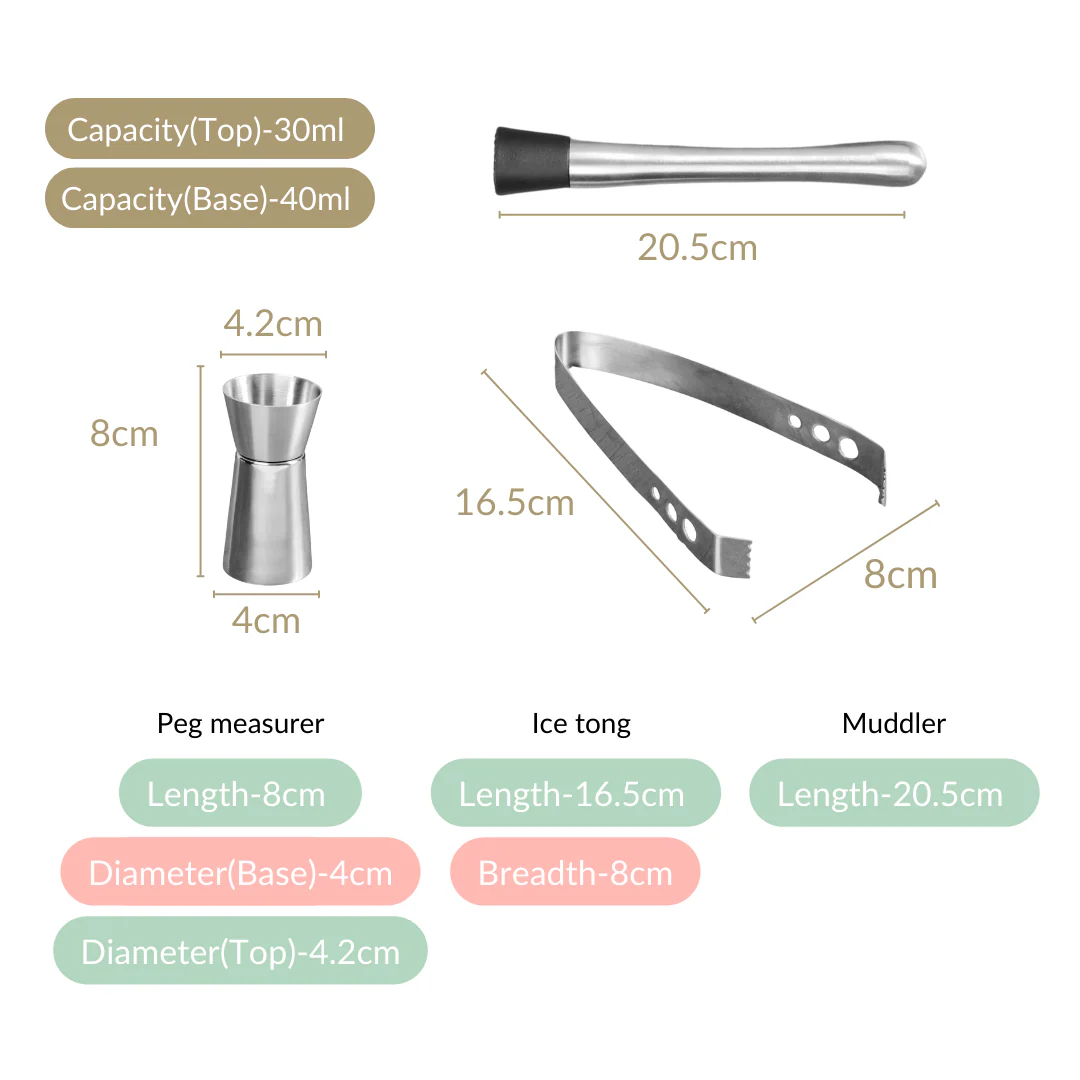 Sleek Stainless Steel Mixology Bar Tool Set Of 6 - Image 5