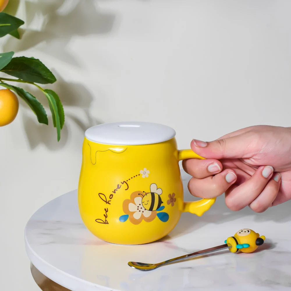 Sleepy Honey Bee Coffee Mug Yellow 350 ml - Image 2