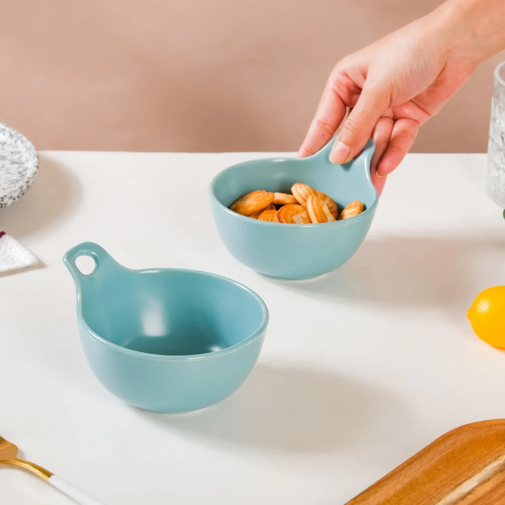 Snack Bowl With Handle Blue Set Of 2 230ml - Image 2